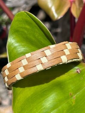 Handcrafted in Maui Kids’ Lauhala Bracelet dark weaved hala